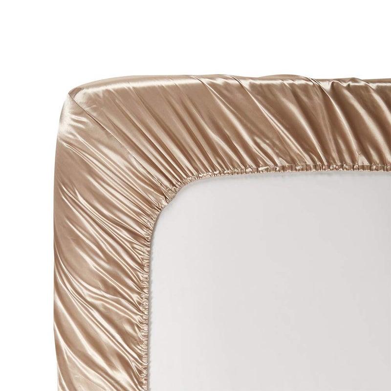 AiMay 6 Piece Satin Bedding Sheet Set Queen Taupe Deep Pocket 1800 Series Luxury Rich Silk Silky Super Soft Solid Color 4 Pillowcases Reversible Sexy Honeymoon Wrinkle Free (Queen, Taupe) - Image 5